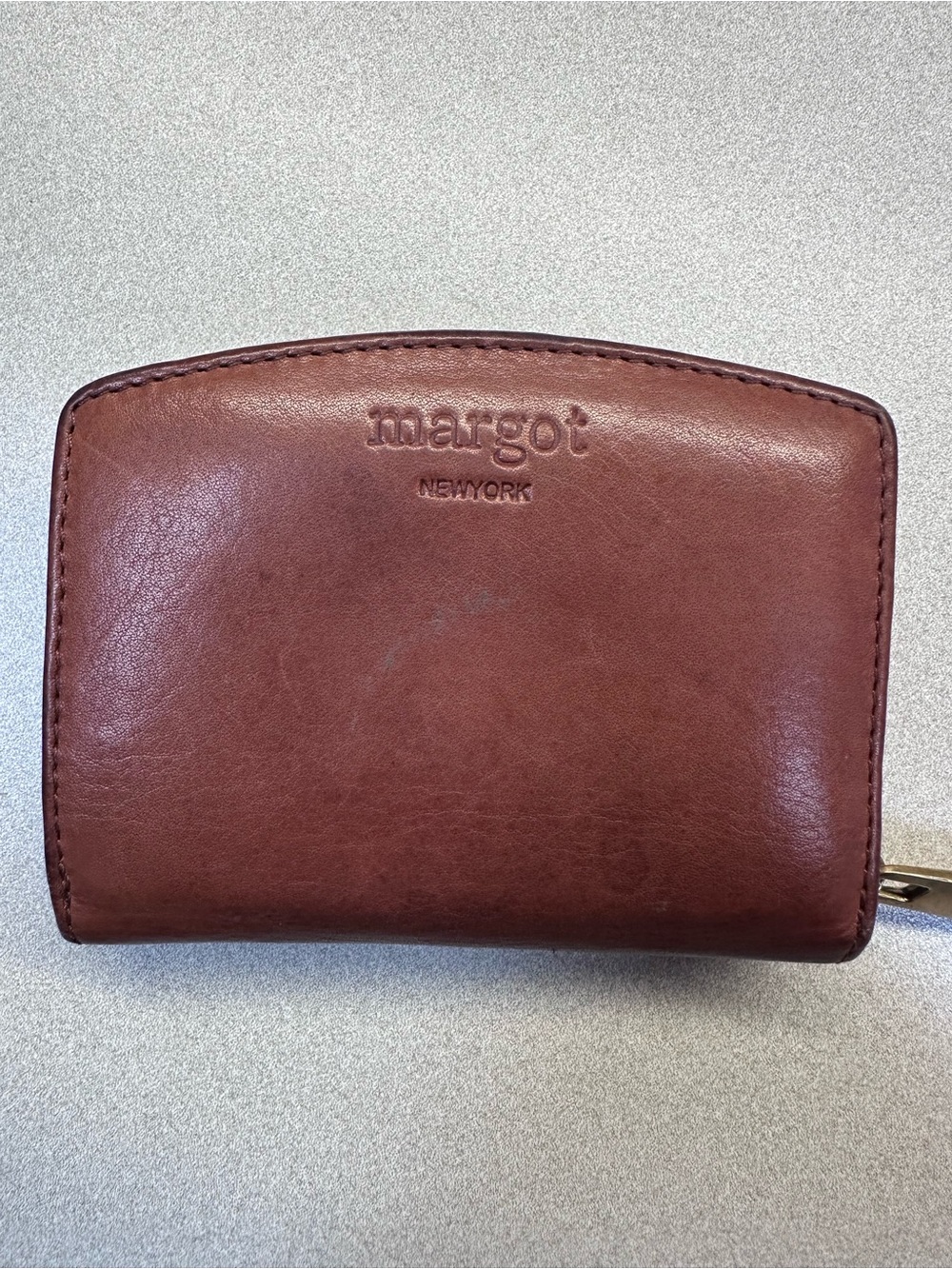 margot Chestnut Brown Leather Zip Wallet